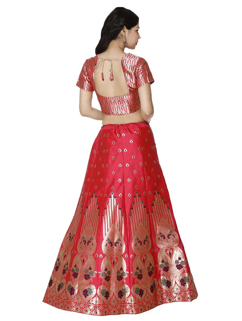 self design semi-stitched panelled lehenga - 16845435 -  Standard Image - 2