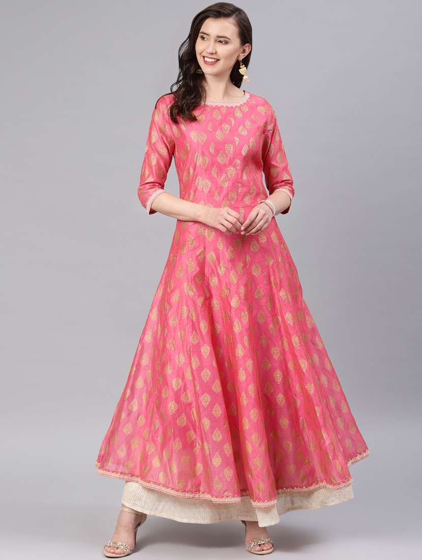 gold print anarkali kurta
