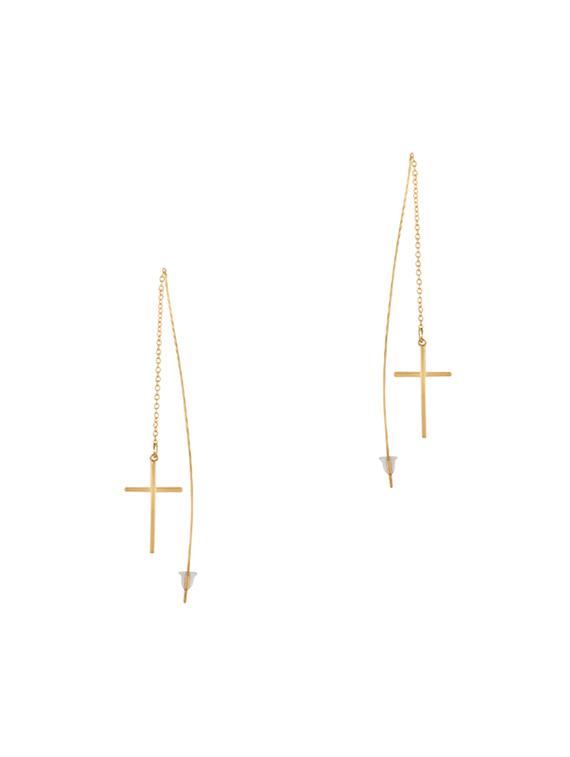 gold metal drop earring - 16848038 - Zoom Image - 0