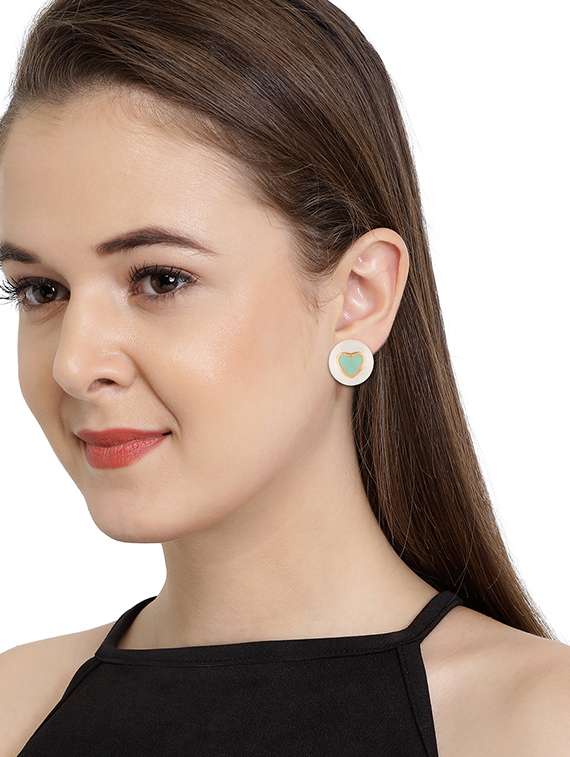 blue gold metal studs earring - 16848043 - Standard Image - 2