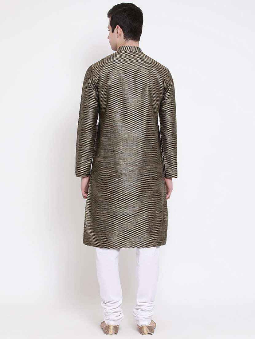 men geometric kurta churidar ethnic wear set - 16848383 - Standard Image - 2