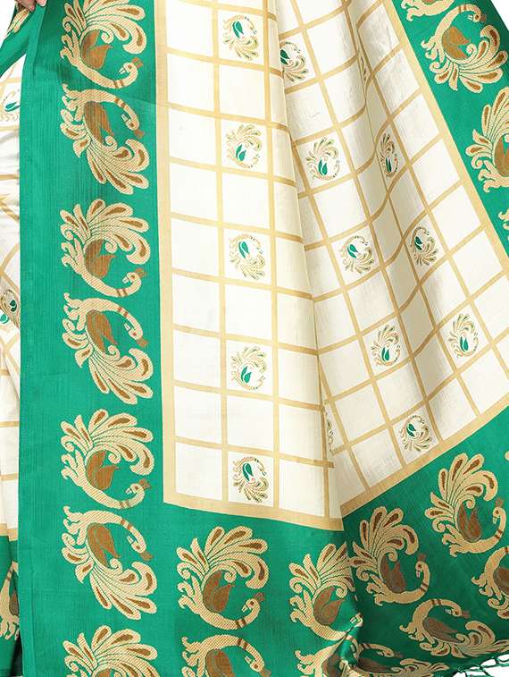 women's checks cream colored saree - 16850297 -  Standard Image - 2