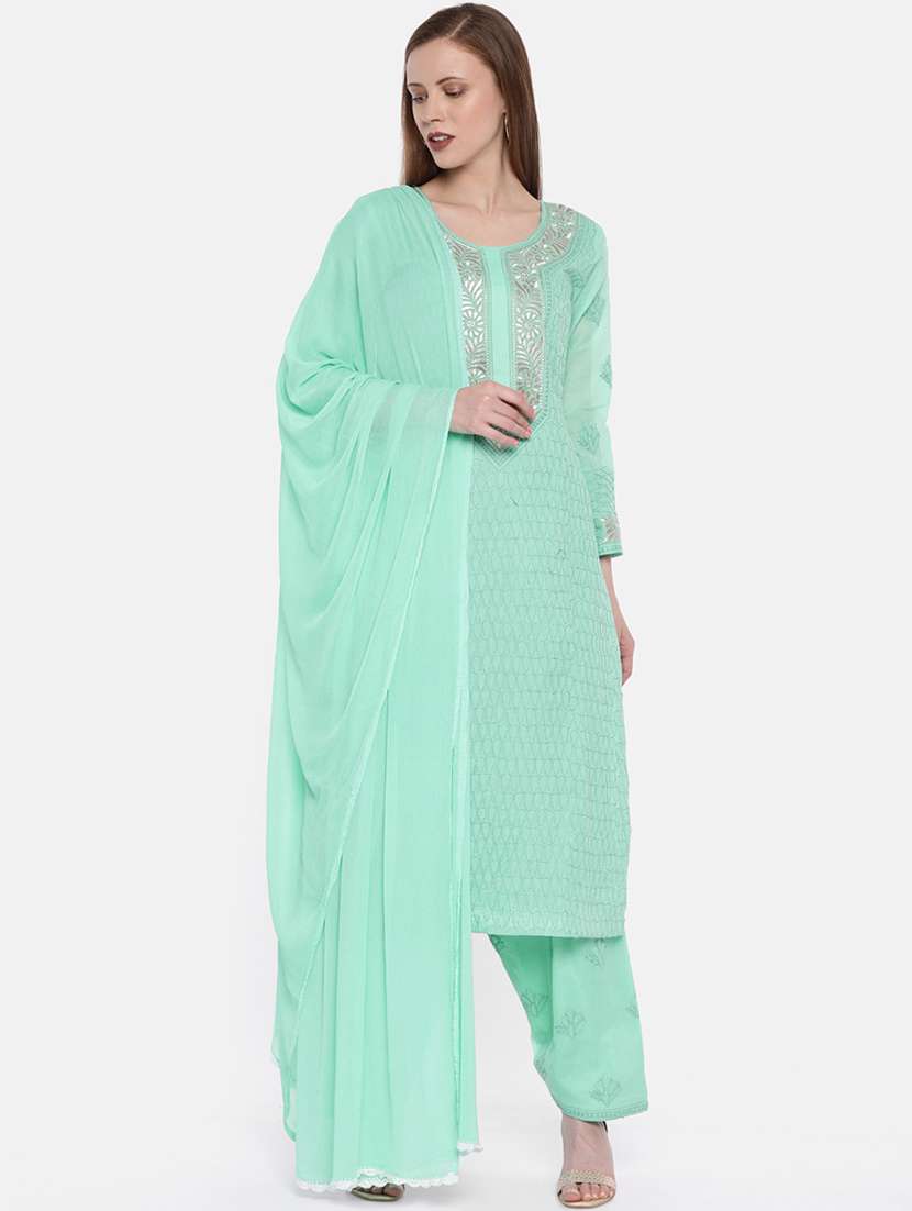 chikankari unstitched salwar suit set 