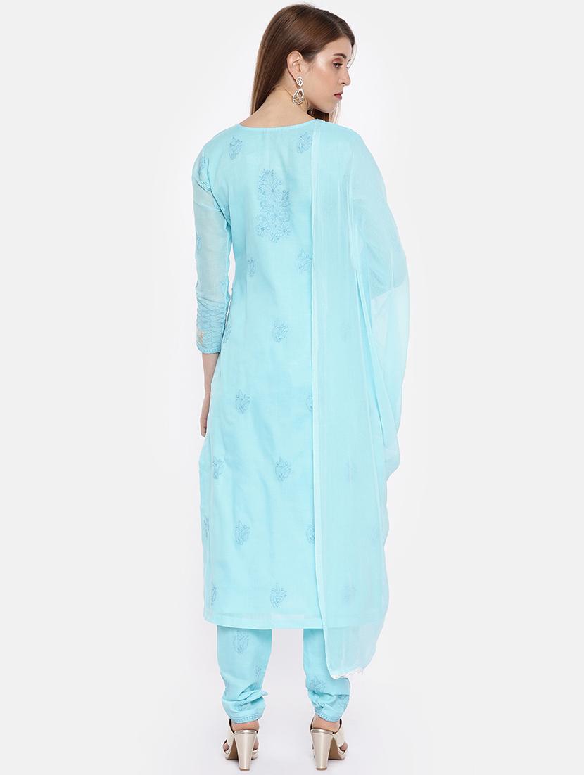 chikankari unstitched churidaar suit set - 16850512 - Standard Image - 2
