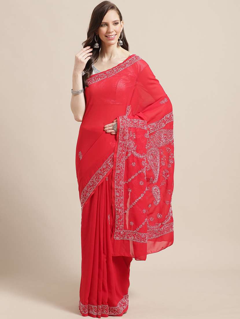 women's embroidered saree with blouse