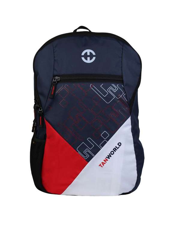 blue polyester backpack