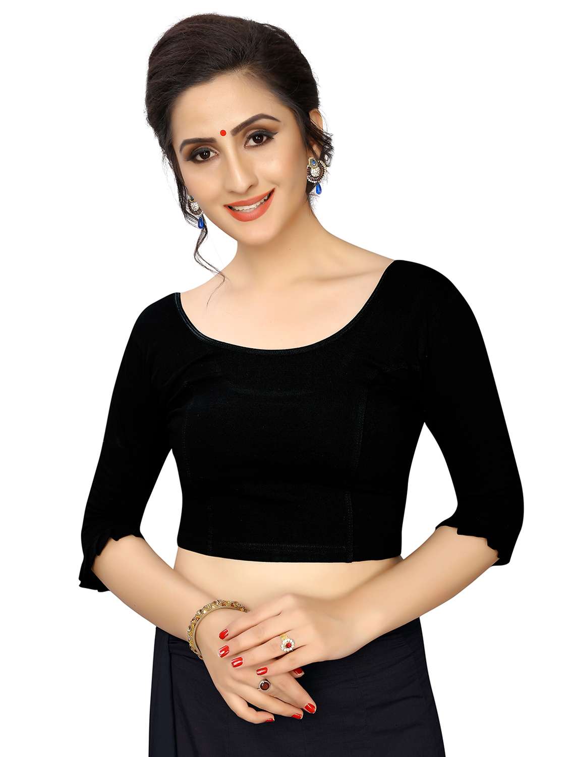 self design solid blouse