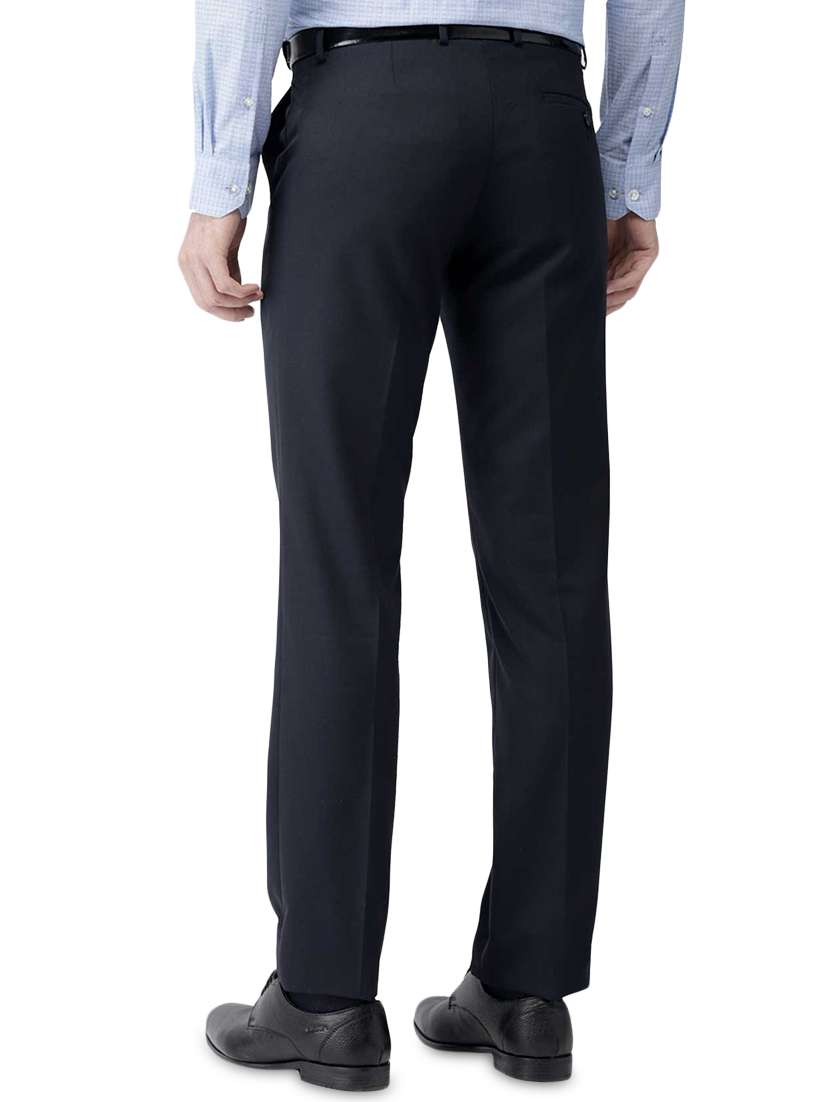 navy blue solid flat front formal trouser - 16857810 -  Standard Image - 2