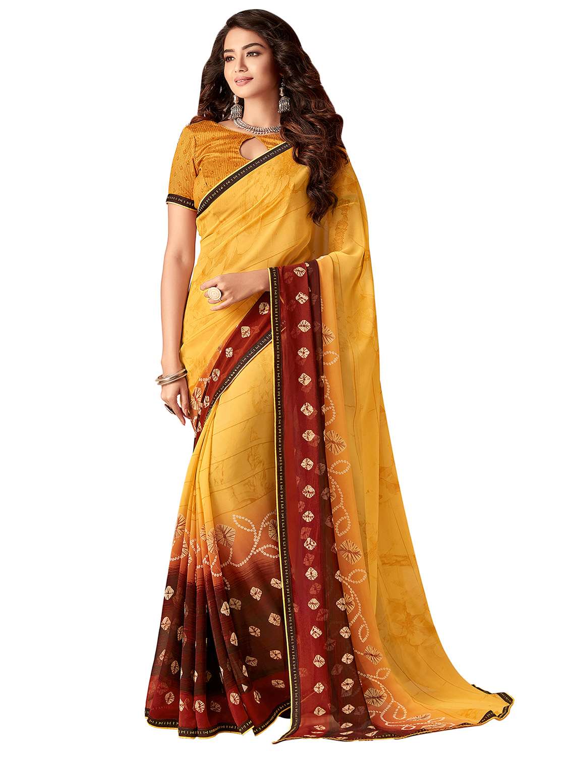 bandhani printed saree with blouse