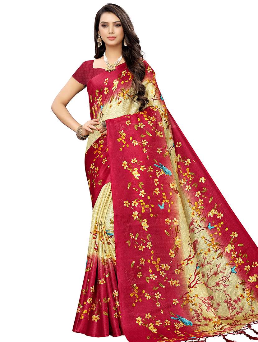 floral printed saree with blouse