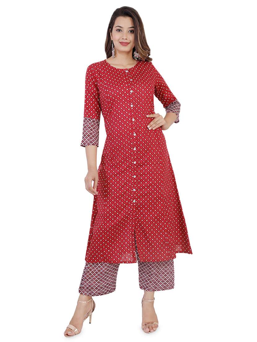 maroon cotton aline kurta