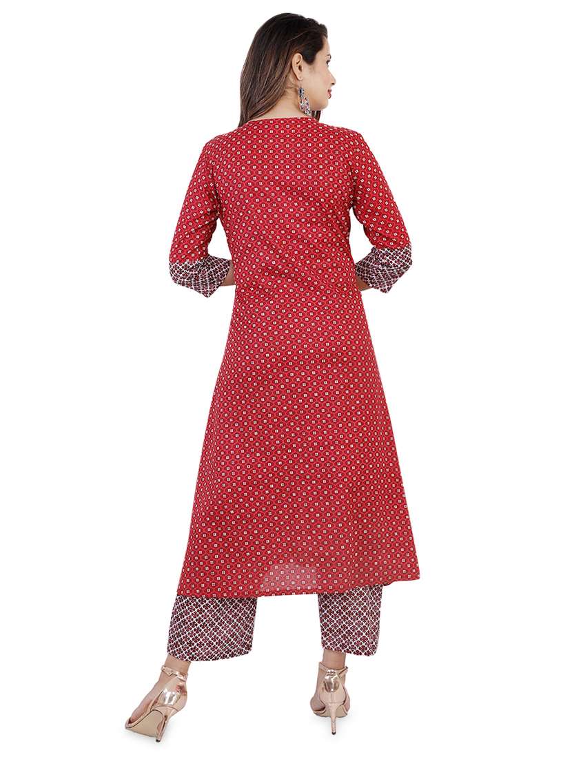 maroon cotton aline kurta - 16861995 -  Standard Image - 2