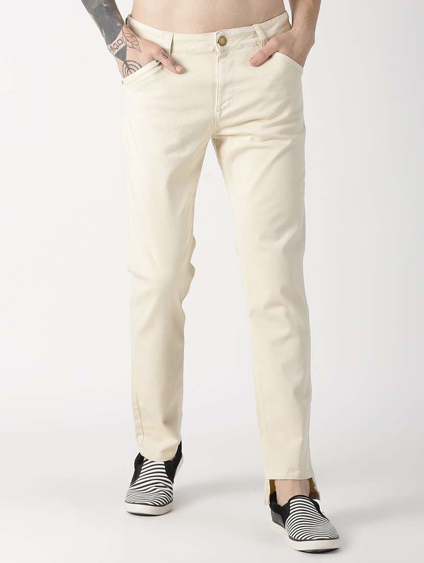 beige solid chinos 