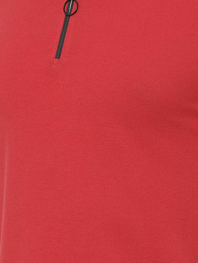 Red Solid Collared T Shirt
