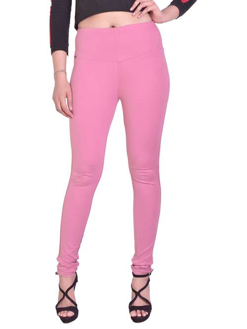 pink solid mid rise full length jegging - 16864371 -  Standard Image - 0