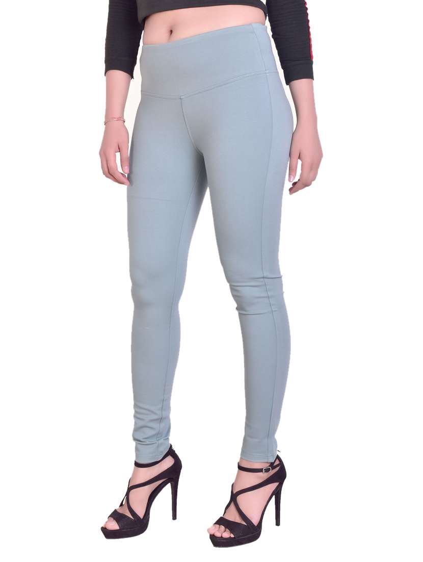 blue solid mid rise full length jegging - 16864372 - Standard Image - 2