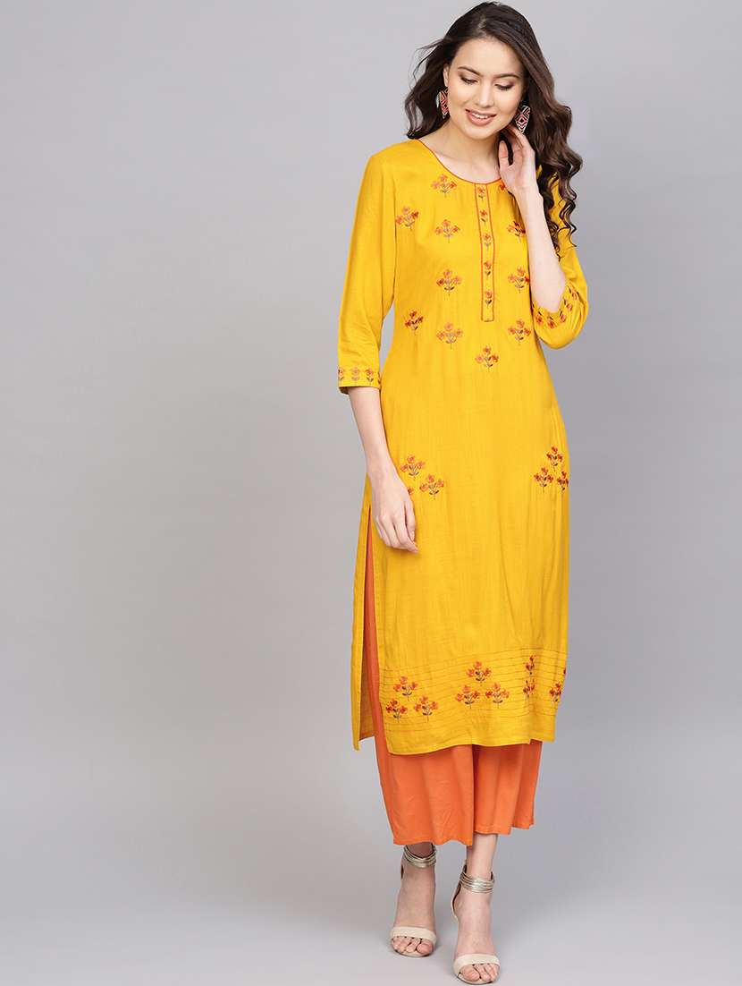 embroidered straight kurta