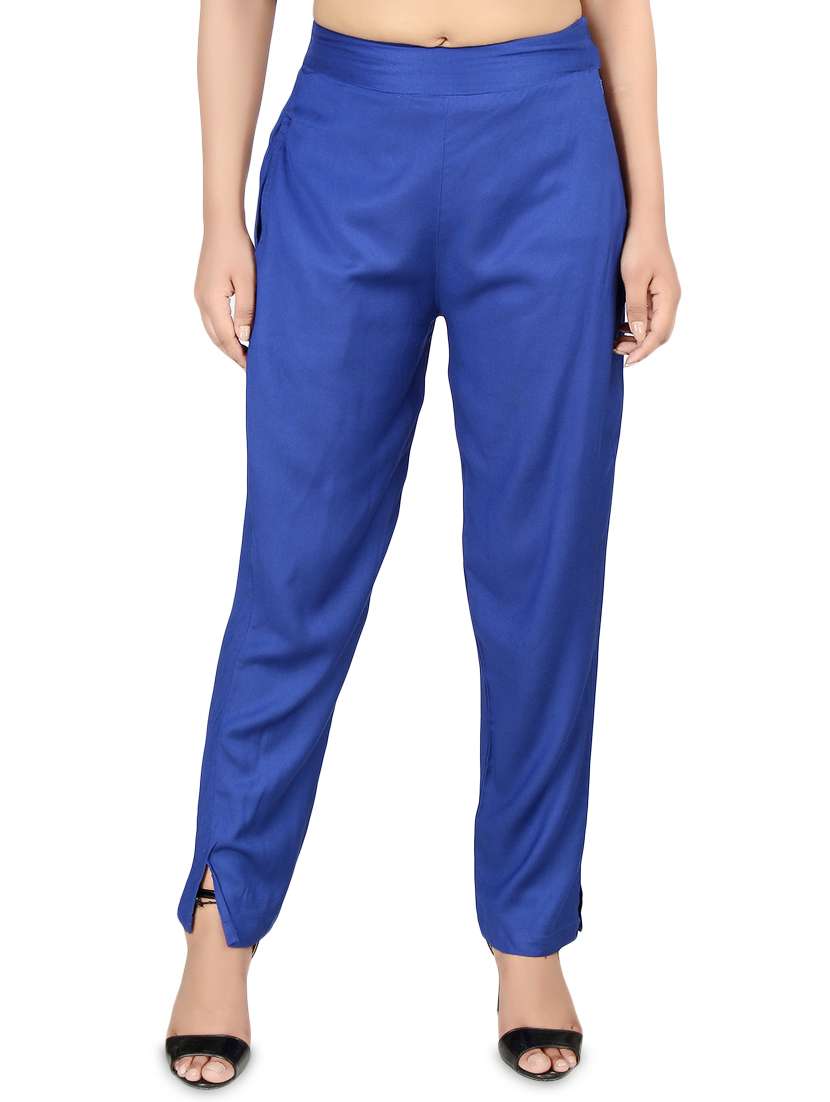 women solid high rise cigarette pants 