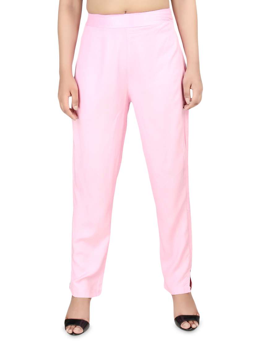 women solid high rise cigarette pants 