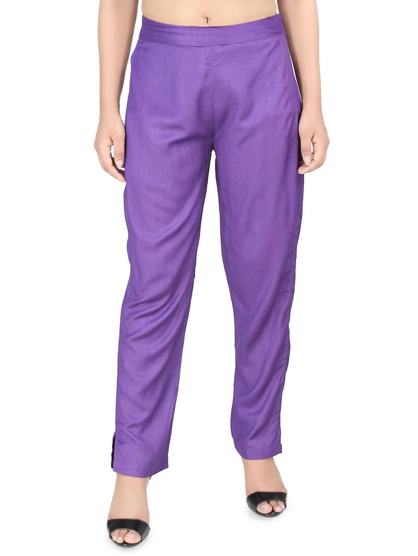 women solid high rise cigarette pants  - 16864615 -  Zoom Image - 0