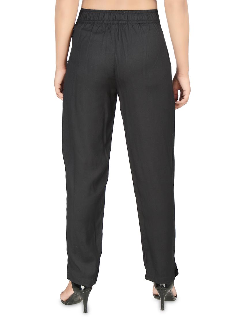 women solid high rise cigarette pants - 16864616 - Standard Image - 2