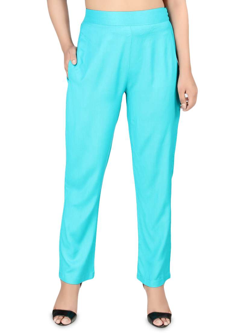 women solid high rise cigarette pants 
