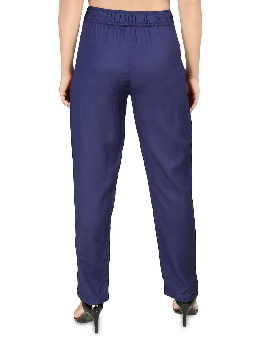 women solid high rise cigarette pants - 16864619 - Standard Image - 2