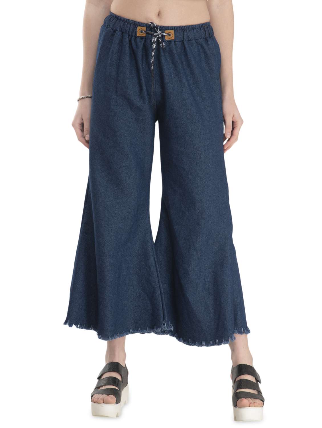 frayed hem wide leg trouser 