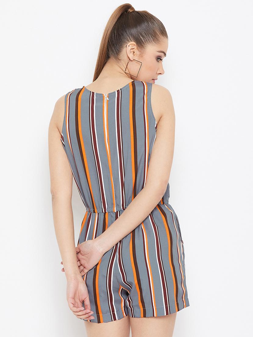 tie front striped romper - 16865629 - Standard Image - 2