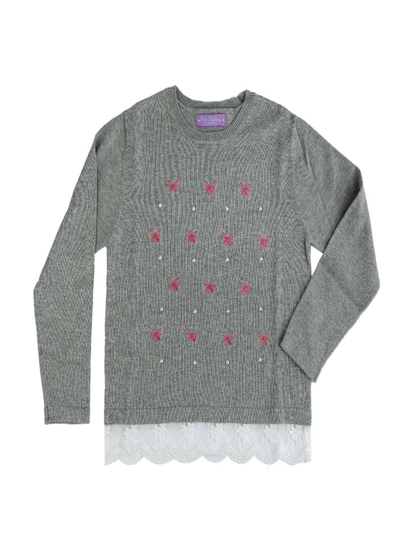 grey cotton regular sweaters 