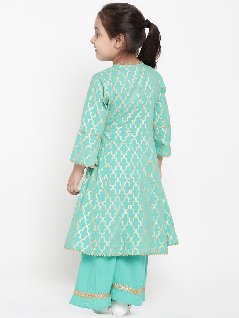 sea green kurta palazzo set - 16866361 - Standard Image - 2