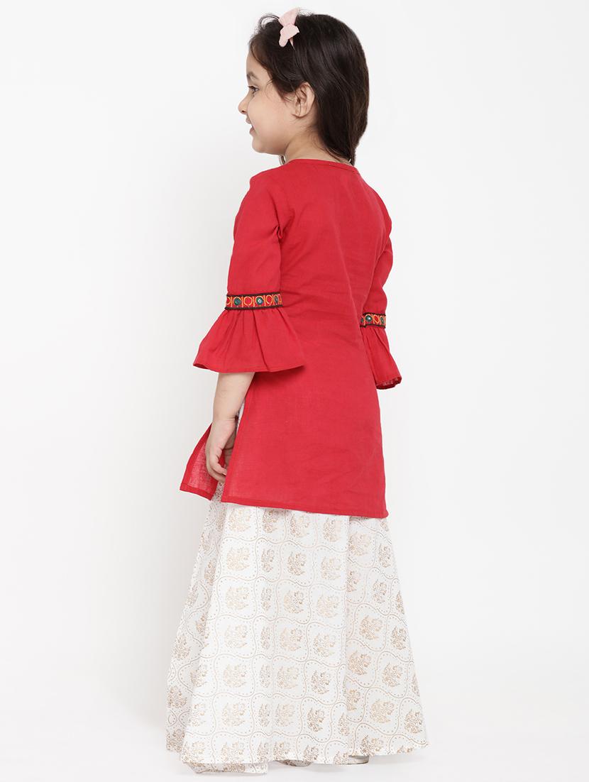 red kurta palazzo set - 16866370 - Standard Image - 2