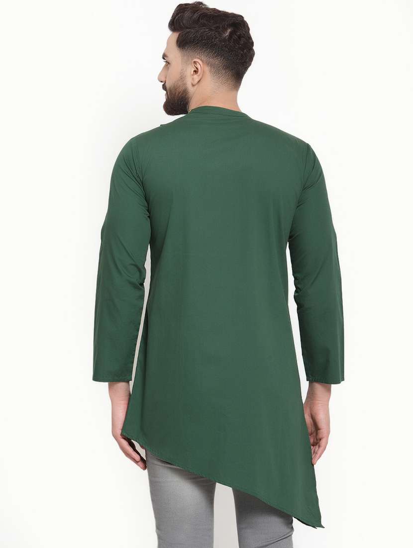green solid asymmetric kurta - 16866585 - Standard Image - 2