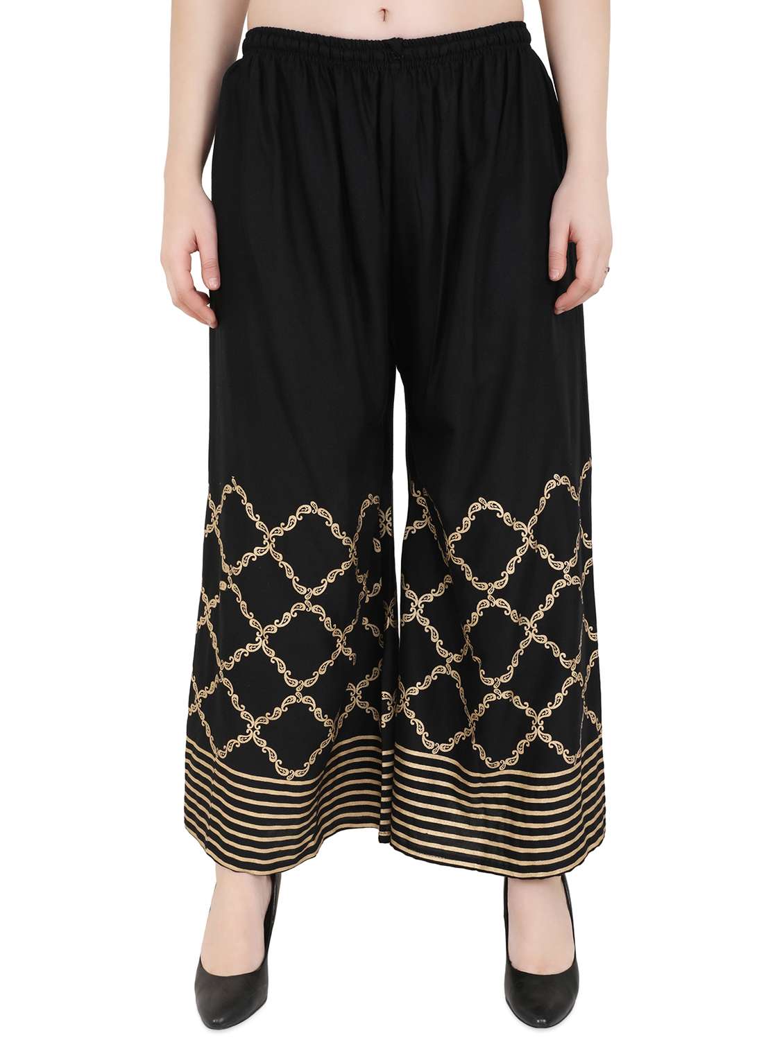 gold print flared palazzo - 16866678 - Zoom Image - 0