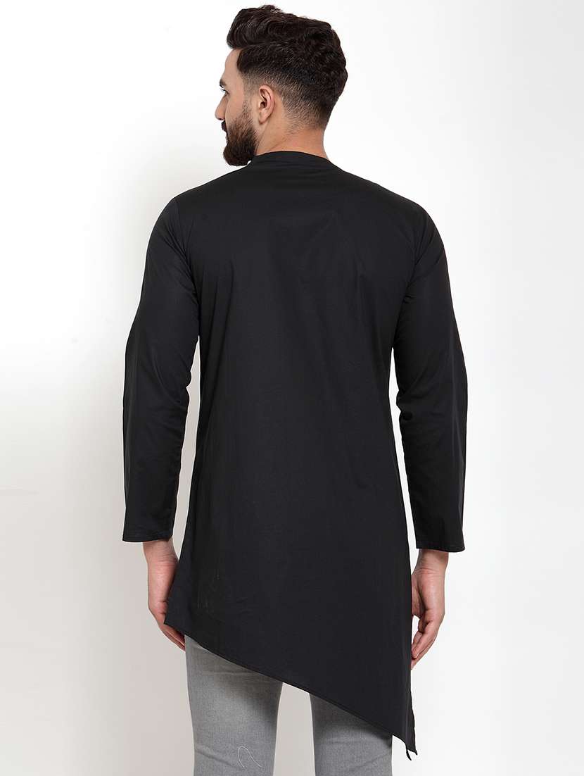 black solid asymmetric kurta - 16866972 -  Standard Image - 2