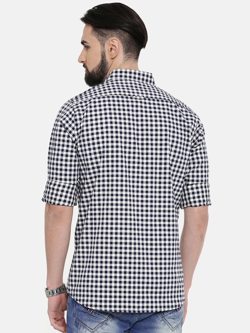 navy blue checkered casual shirt - 16868770 - Standard Image - 2