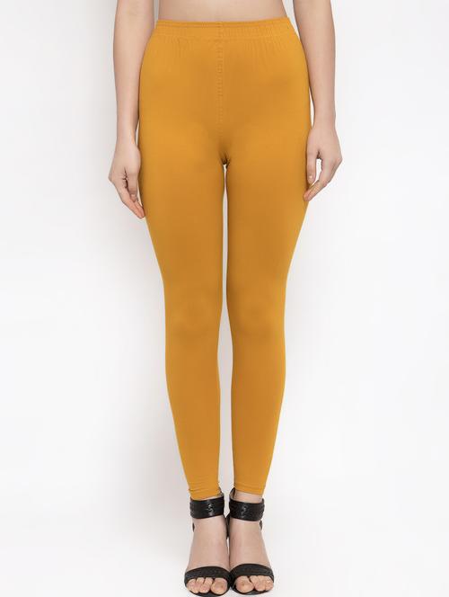 mustard solid full length leggings - 16869410 - Standard Image - 0