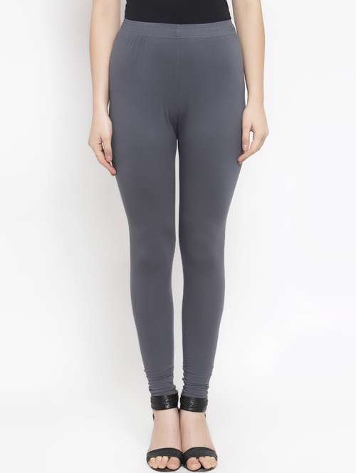 women grey solid legging