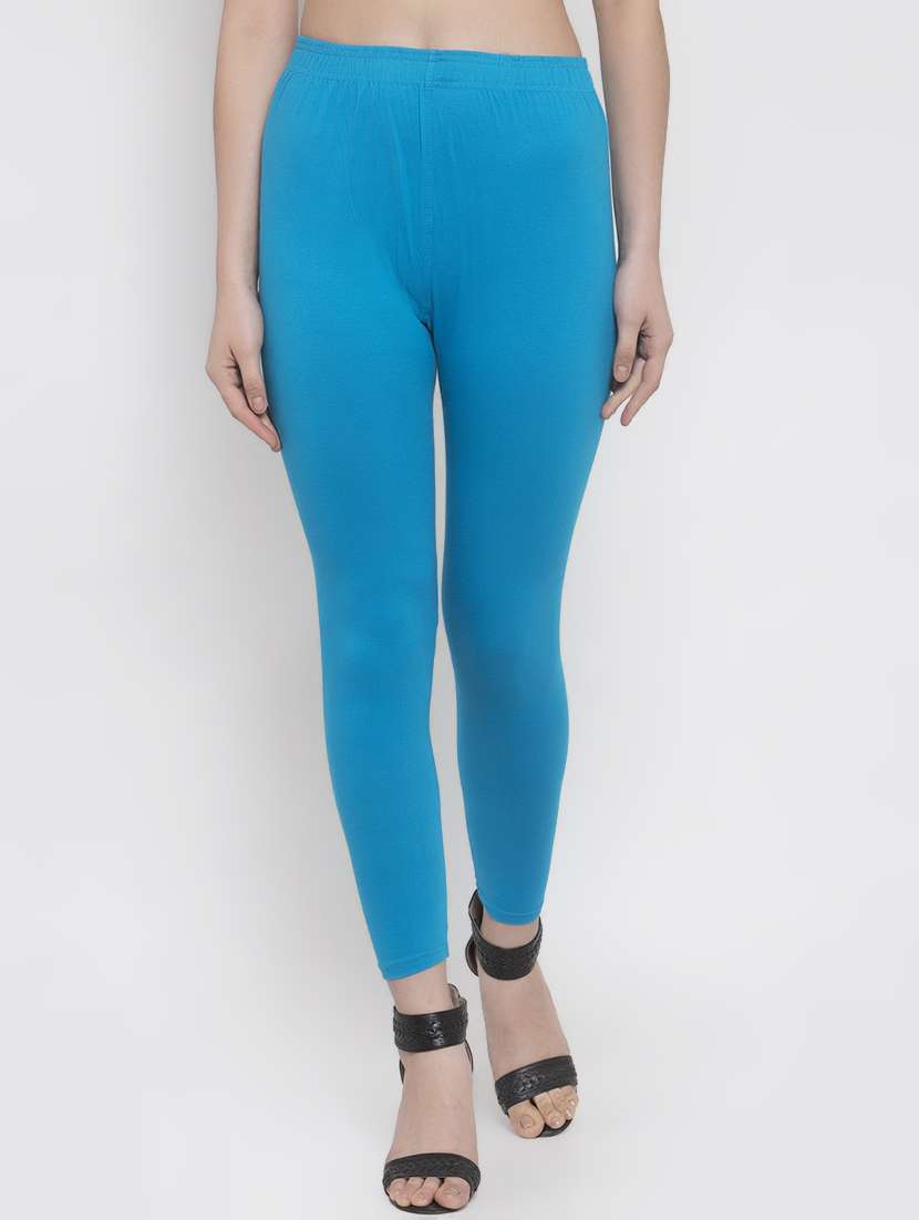 blue solid ankle length legging - 16869417 -  Zoom Image - 0