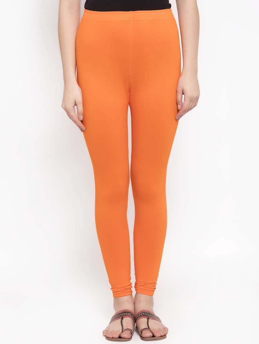 orange solid churidar 