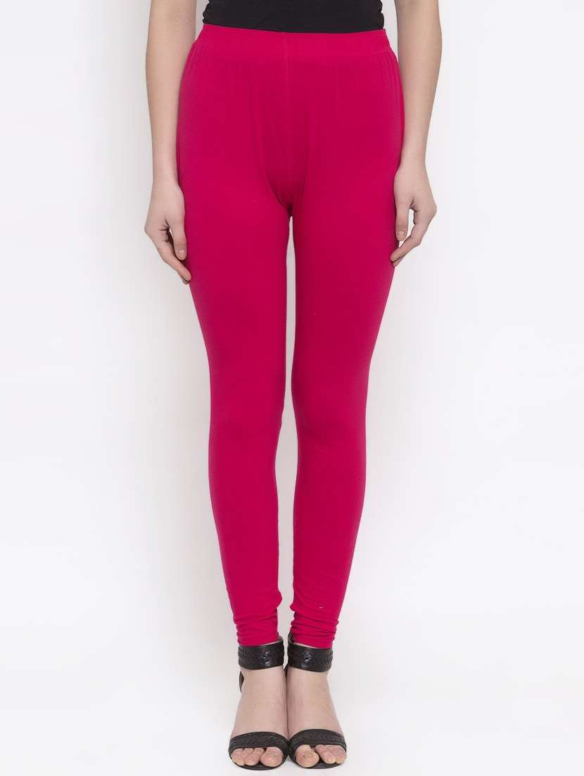 women pink solid legging