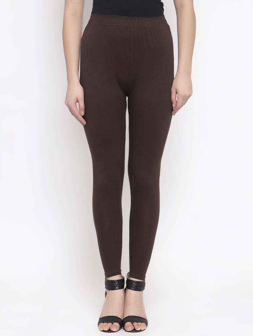brown solid full length leggings