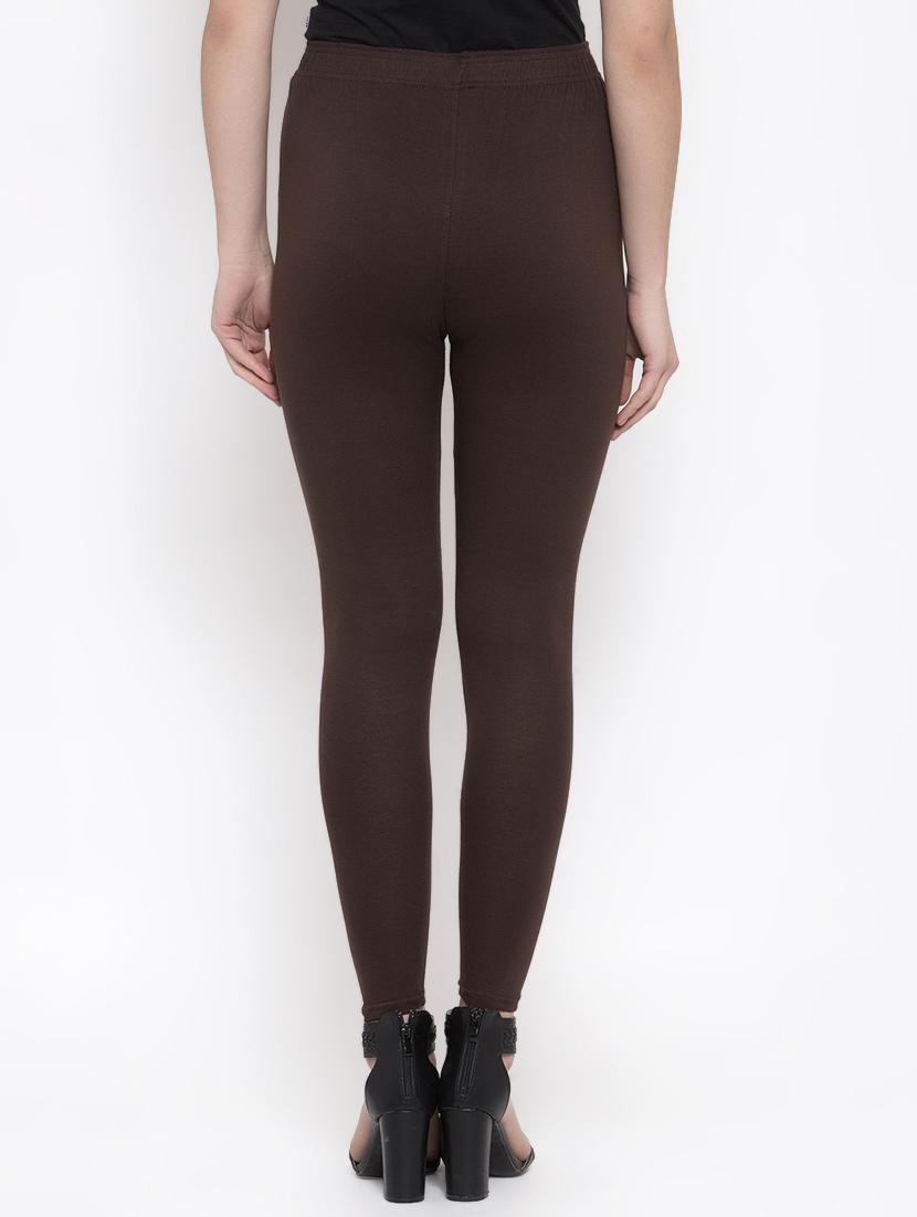 brown solid full length leggings - 16869429 - Standard Image - 2