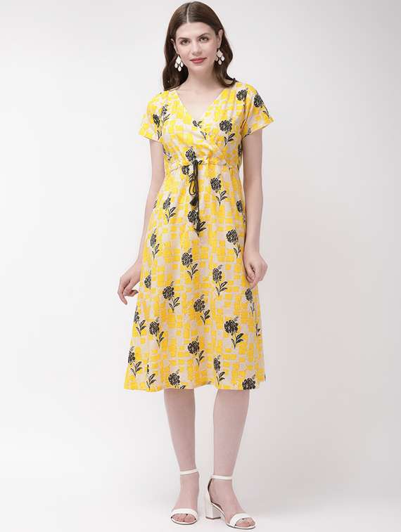 overlap floral a-line dress 
