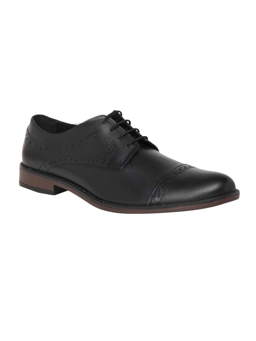 black leatherette lace-up derbys