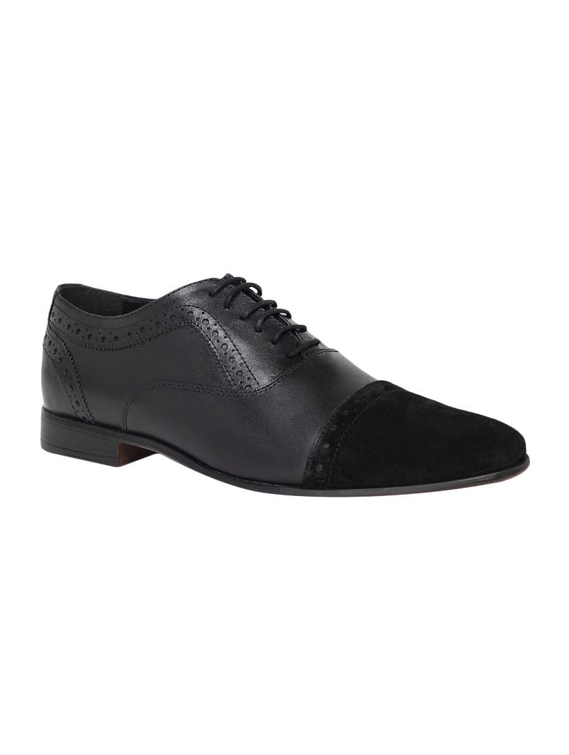 black leatherette lace-up oxfords