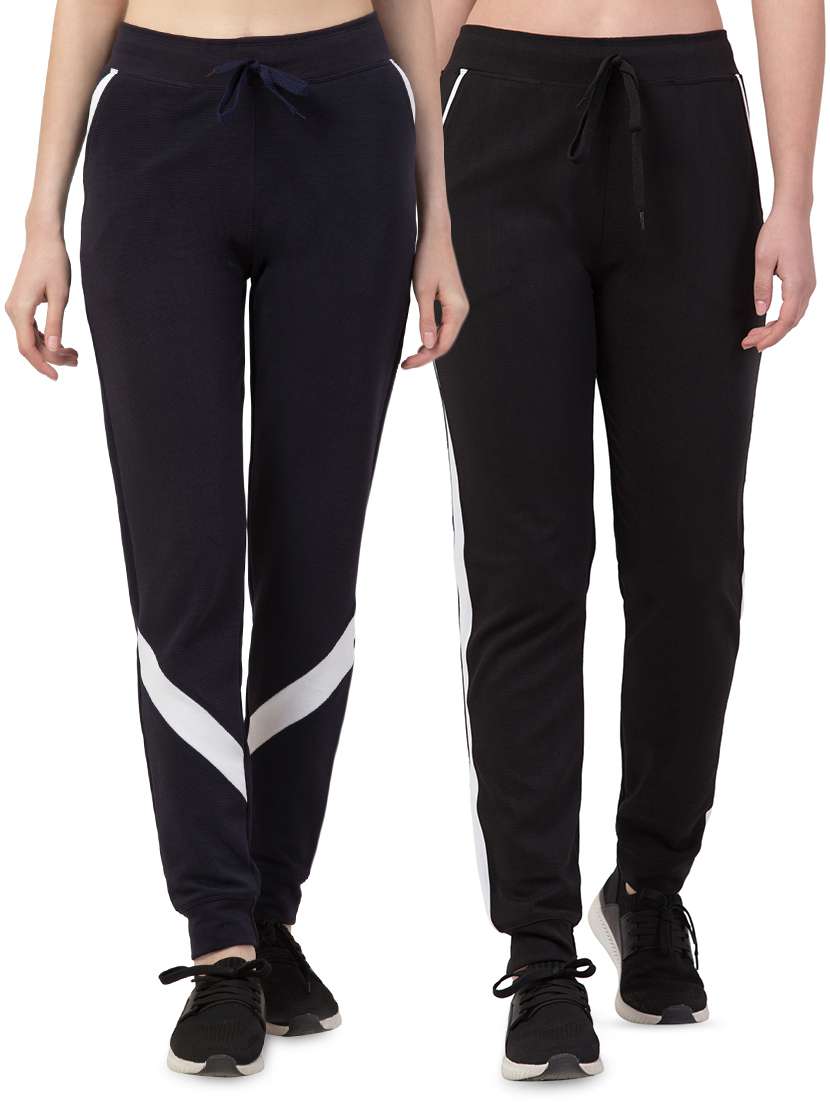 set of 2 high rise contrast detail track pant 