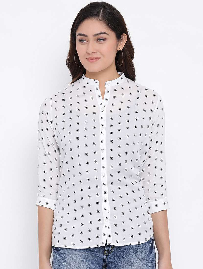 mandarin neck printed shirt 