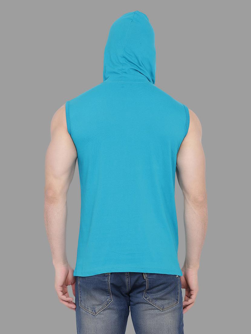 blue solid hooded t-shirt - 16873146 - Standard Image - 2