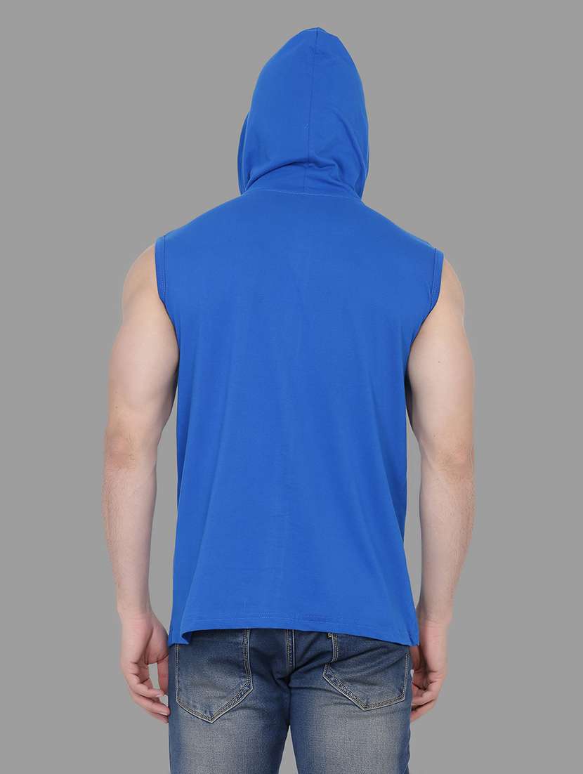 blue solid hooded t-shirt - 16873147 - Standard Image - 2